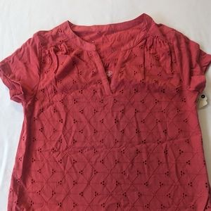 St. John's Bay Women's Red Eyelet Blouse Size S